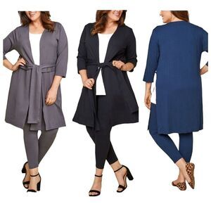 Seek No Further Women's 1X Ponte Open Front Stretch Robe Cardigan Variety NWT